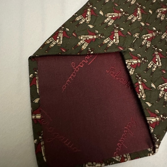 SALVATORE FERRAGAMO Vintage Golfer Silk Tie - Picture 3 of 6